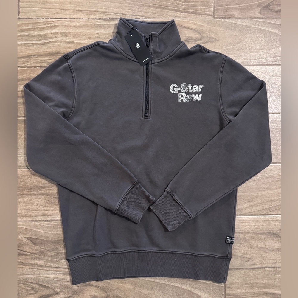 G-Star Men's Charcoal Zip-Up Sweater, NWT, Medium